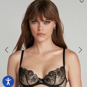 NWT Agent Provocateur Astria Black/silver Floral Lace Bra Size 36DD
